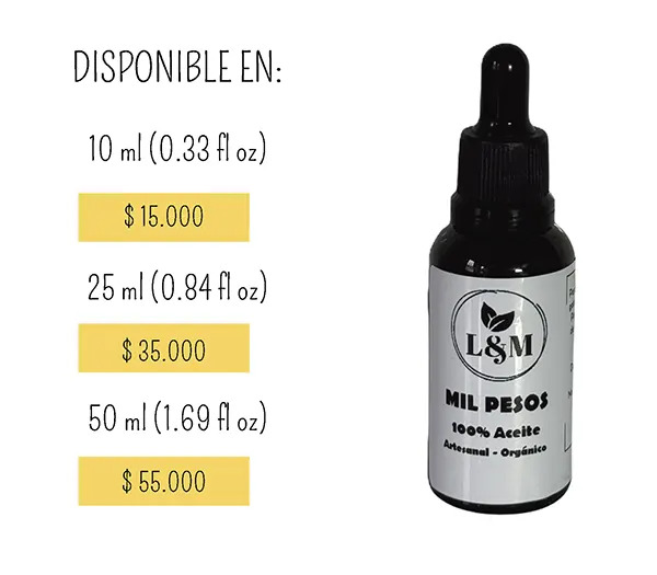 Aceite Mil Pesos / Seje 100% Puro Artesanal